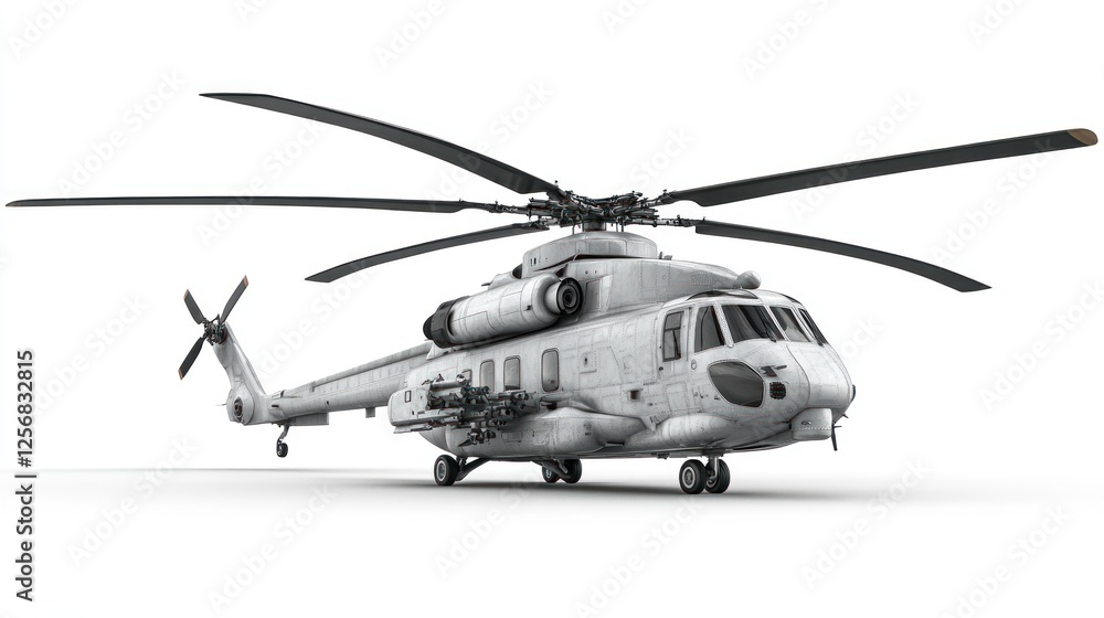 Military helicopter isolated on white background. Possible use Stock photo Military helicopter isolated on white background. Possible use Stock photo