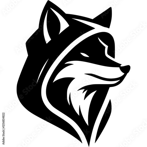 Tattoo of sly fox thief dressed in a hoodie in monochrome. Engraving minimalistic vector in black ink drawing on transparent background
