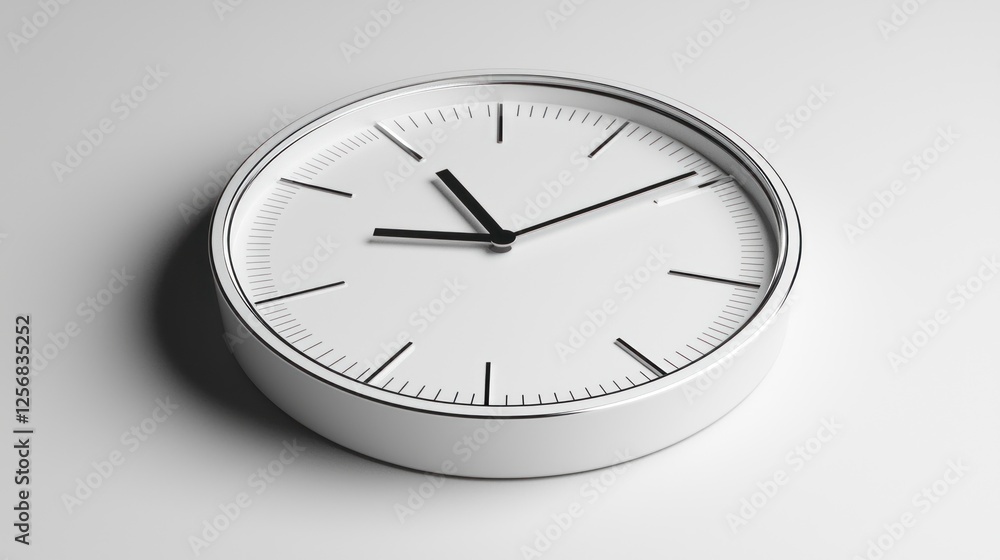 Minimalist White Clock on White Background: A Study in Time and Simplicity Minimalist White Clock on White Background: A Study in Time and Simplicity