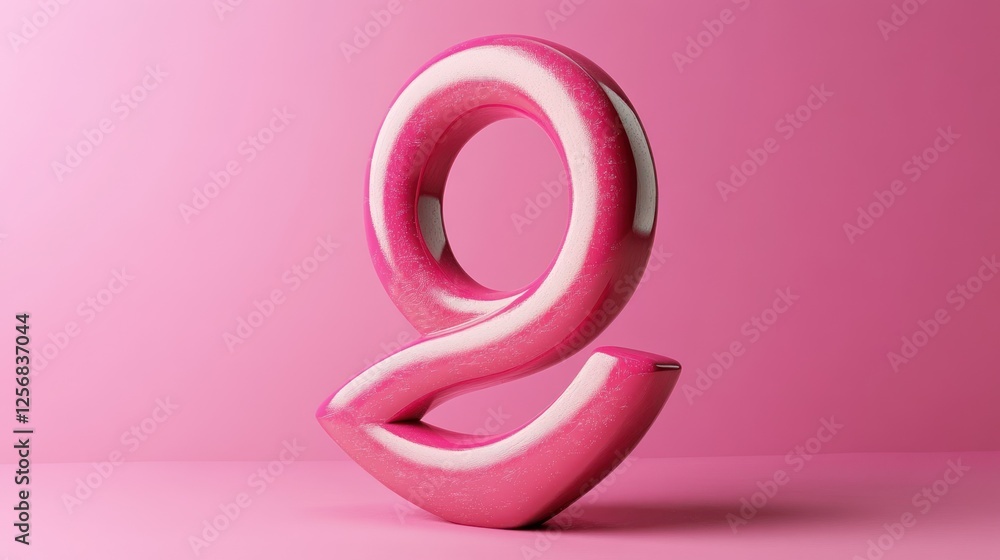 Pink glossy 9, studio backdrop, minimal design, branding