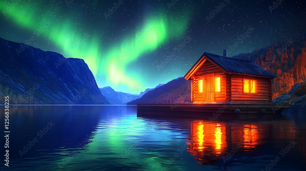 Fototapeta premium Northern Lights Over Tranquil Norway