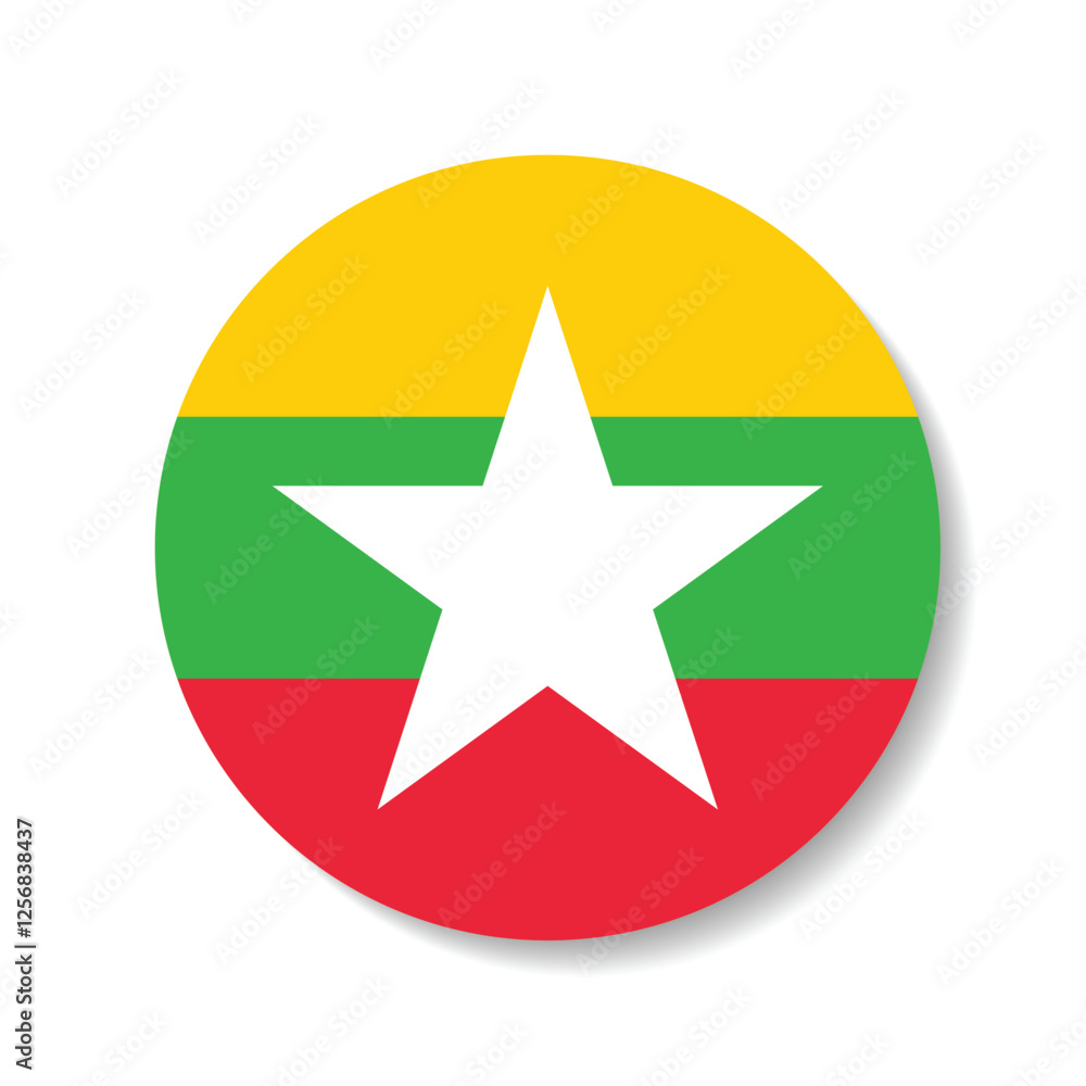 Myanmar flag circle icon vector illustration Myanmar flag circle icon vector illustration
