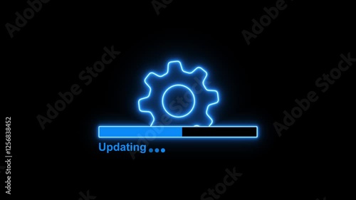 updating bar animation on black background. setting and update icon animate. bar animation video.