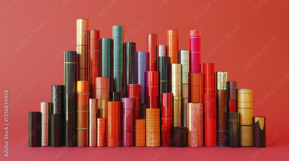 Vibrant Cylindrical Collection: A Spectrum of Colors and Textures Vibrant Cylindrical Collection: A Spectrum of Colors and Textures