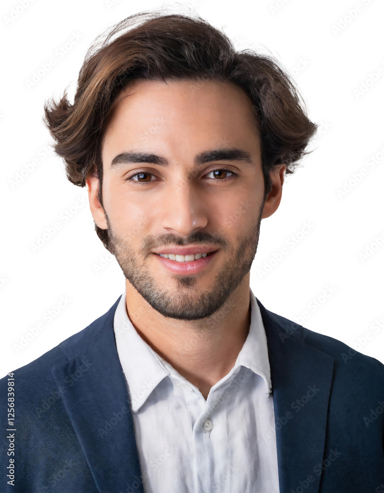 Portrait of only one Man. White Background. Portrait of only one Man. White Background.