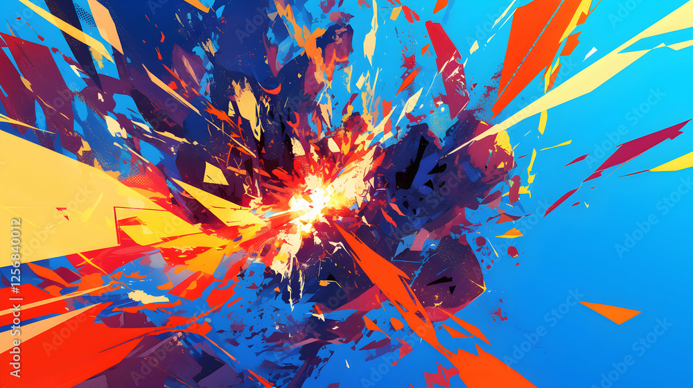 Abstract Digital Explosion Art with Dynamic Energy and Colorful Fragments Abstract Digital Explosion Art with Dynamic Energy and Colorful Fragments