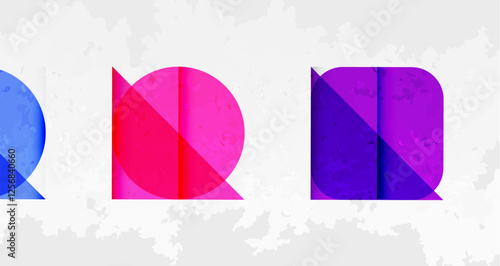 Squares, circles and triangles and grainy noisy texture. Vector Illustration For Wallpaper, Banner, Background, Card, Book Illustration, landing page