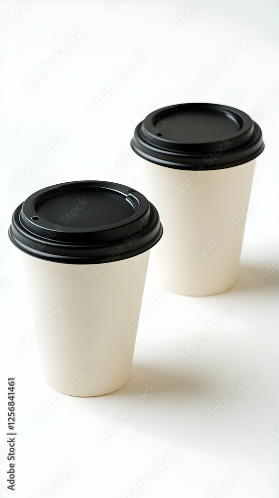 Two coffee cups, white background, studio shot, beverage Two coffee cups, white background, studio shot, beverage