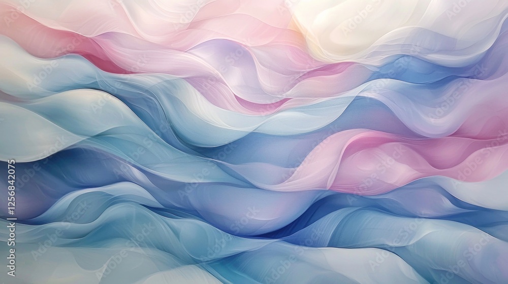 Obraz premium Abstract Pastel Wave Canvas Painting: Serene Flowing Colors
