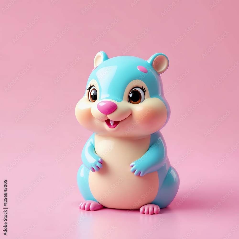 Naklejka premium Hamster Portrait in Plastic Style with a Pastel Background a Plastic shiny small of a Cute Blue Colorful Baby Hamster Hamster in a Plastic Style Baby a Cute Adorable Cute Hamster Style Shiny Baby in