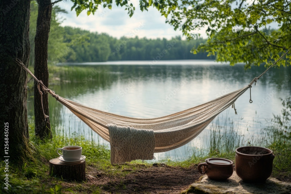Serene Hammock Lake Relaxation Nature Peace Tranquility Serene Hammock Lake Relaxation Nature Peace Tranquility