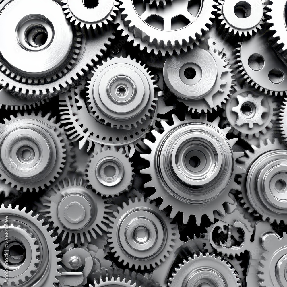 Collection of Various Metallic Gears in Intricate Arrangement Collection of Various Metallic Gears in Intricate Arrangement
