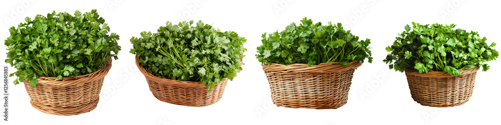Freshly Harvested Green Herbs in Wicker Baskets for Healthy Cooking Organic and natural herbs like parsley cilantro mint or other leafy greens displayed in rustic wicker containers Freshly Harvested Green Herbs in Wicker Baskets for Healthy Cooking Organic and natural herbs like parsley cilantro mint or other leafy greens displayed in rustic wicker containers
