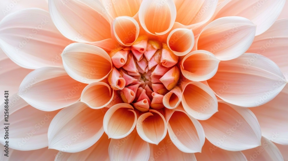 Peach Dahlia Bloom: A Close-Up Macro Photography Peach Dahlia Bloom: A Close-Up Macro Photography