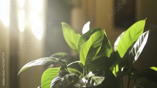 Vibrant Green Houseplant in Sunlight