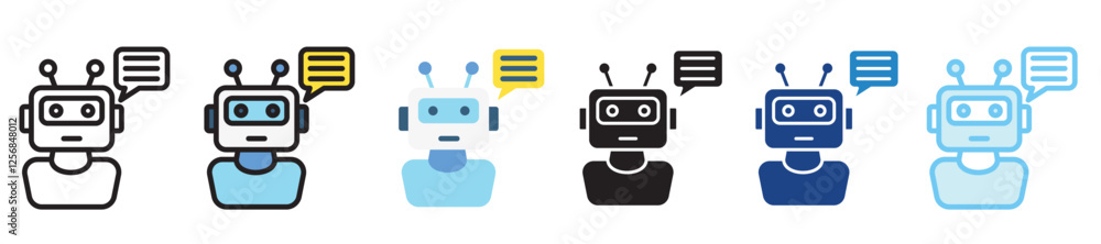Chatbot multi-style icon, outline, flat, glyph, dual tone, line color. use for UI, UX, app and web development, digital or print. for digital industry, education, technology. Chatbot multi-style icon, outline, flat, glyph, dual tone, line color. use for UI, UX, app and web development, digital or print. for digital industry, education, technology.