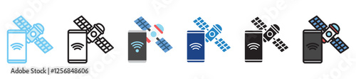 Satellite multi-style icon, outline, flat, glyph, dual tone, line color. use for UI, UX, app and web development, digital or print. for digital industry, education, technology.
