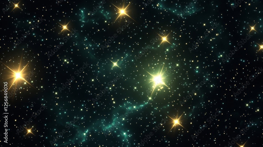 Fototapeta premium Celestial Scene Featuring Bright Stars and Nebulae