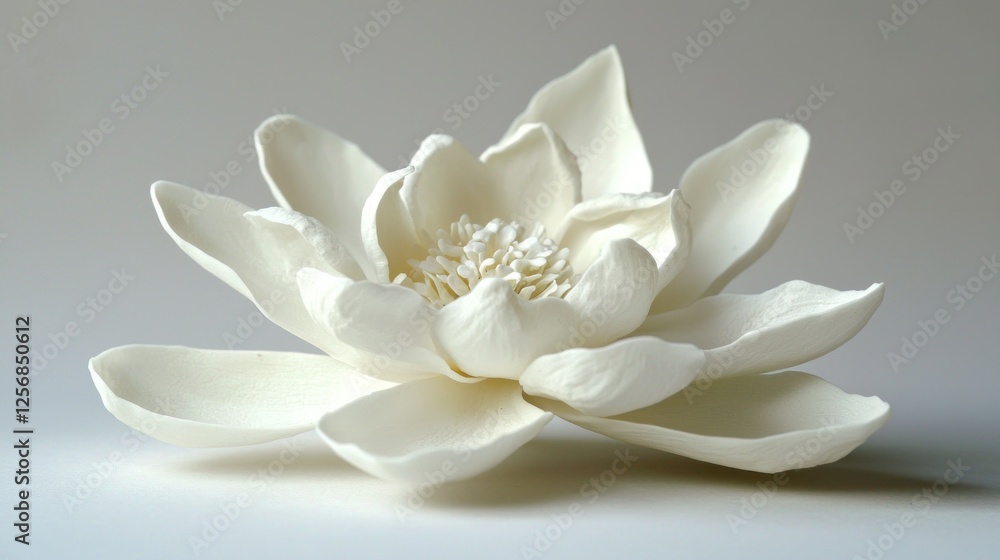 Fototapeta premium Serene White Porcelain Flower: A Study in Purity and Elegance