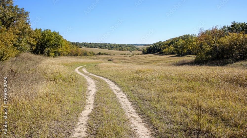 A Serene Country Pathway Through Lush Green Fields A Serene Country Pathway Through Lush Green Fields