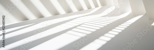 Soft Light and Shadows Create Abstract Patterns on White Floor in Modern Interior Space
