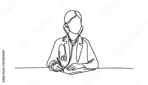 Continuous one single minimal line drawing doctor 