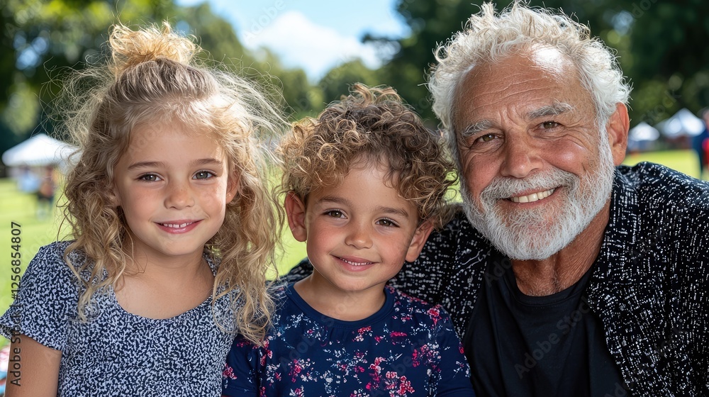 Fototapeta premium Grandparent with Grandchildren in Park
