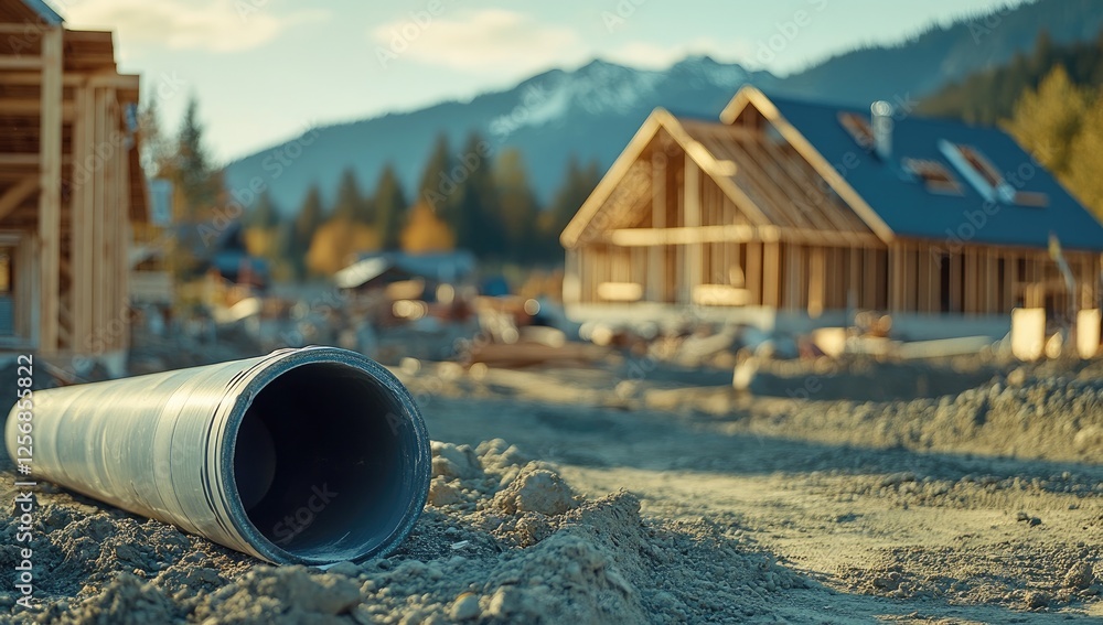 Under Construction A Glimpse into the Foundations of a Mountainside Housing Development Project Under Construction A Glimpse into the Foundations of a Mountainside Housing Development Project