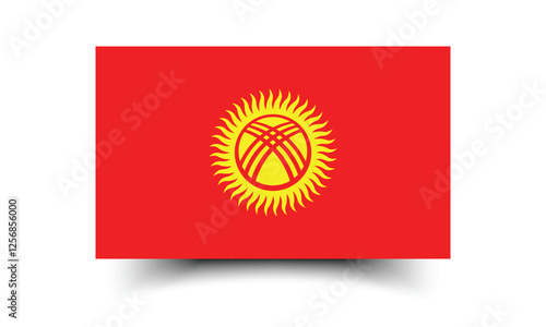 Kyrgyzstan flag. Flag of Kyrgyzstan. The official ratio. Flag icon. Standard color. Standard size. A rectangular flag. Computer illustration. Digital illustration. Vector illustration.