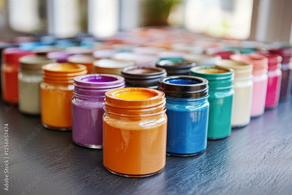 Colorful Paint Jars Craft Supplies Hobby Art Colorful Paint Jars Craft Supplies Hobby Art
