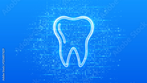 Tooth icon. Dental care, taking care of teeth. Dental servises. Dentistry, Orthodontic concept. Dental insurance. Blue medical background made with cross shape symbol. Vector illustration.