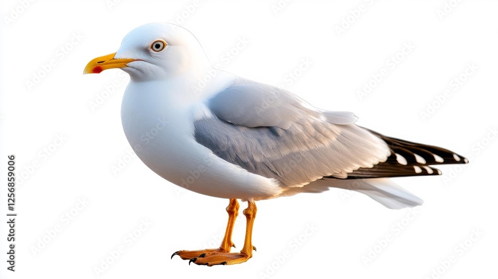 Realistic Seagull on Isolated White Background. Generative AI Realistic Seagull on Isolated White Background. Generative AI