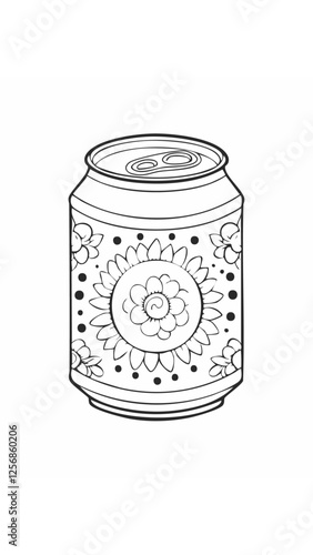Cute Soda Drink Beverage Liquid Coloring Kid Book Page in Black and White. Monochrome and Colored Samples
