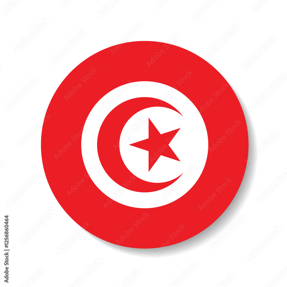 Tunisia circle flag logo icon digital vector illustration Tunisia circle flag logo icon digital vector illustration
