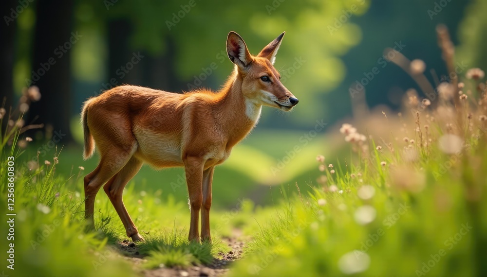 Ciervo que se alimenta de zanahoria en un prado, animales, vida salvaje Ciervo que se alimenta de zanahoria en un prado, animales, vida salvaje