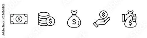 money icon set vector 