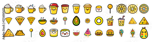 Cute Kawaii Food Vector Pack – Adorable Snack vectors