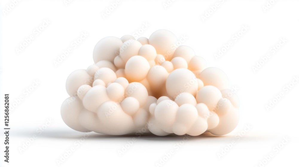 Abstract Soft Cloud Form Made of White Bubbles on White Background. Generative AI Abstract Soft Cloud Form Made of White Bubbles on White Background. Generative AI