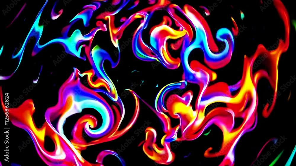 Colorful abstract swirling patterns with neon lights, psychedelic art concept Colorful abstract swirling patterns with neon lights, psychedelic art concept