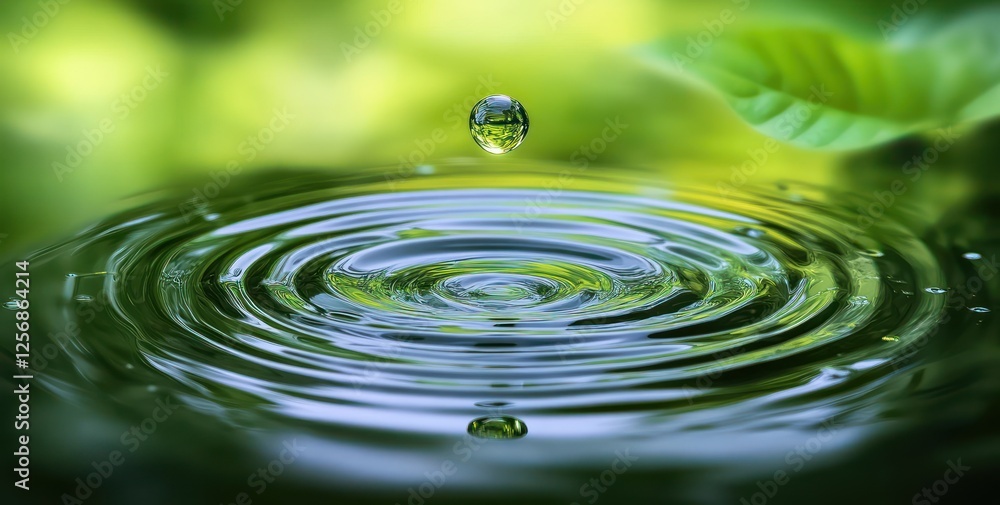 Waterdrop and Waves with Green Reflection Serenity Waterdrop and Waves with Green Reflection Serenity