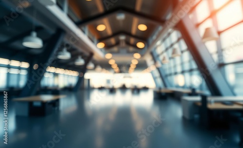 Obraz na płótnie Blurred empty open space office abstract light bokeh at office interior background for design architecture photographyarchitecture city building urban design exterior background tourism w salonie