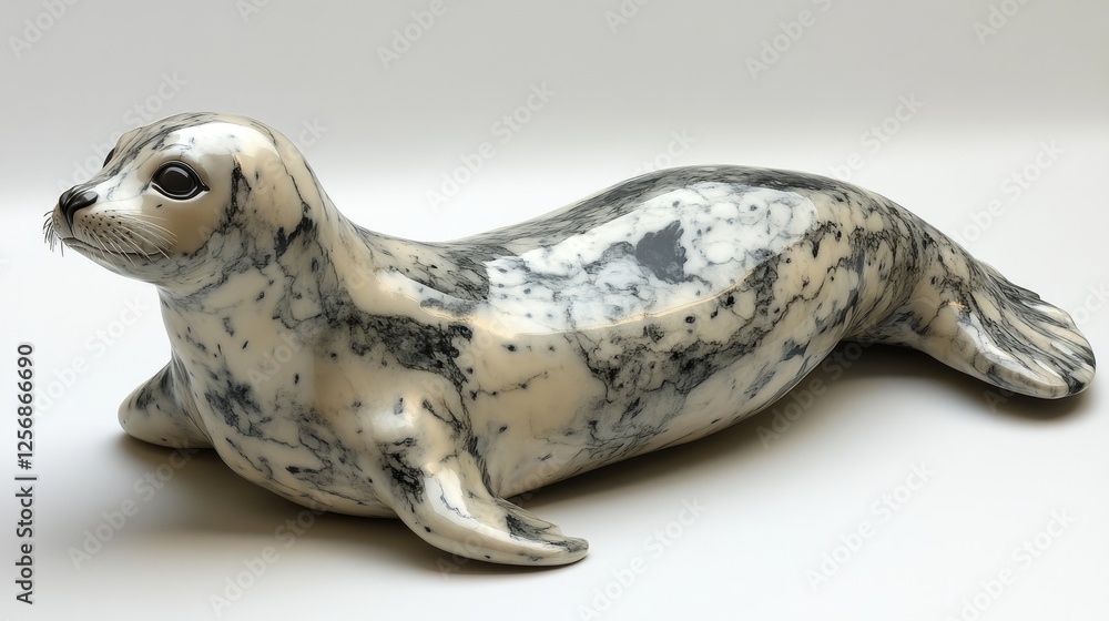 A beautifully crafted marble seal sculpture showcasing intricate details and textures A beautifully crafted marble seal sculpture showcasing intricate details and textures