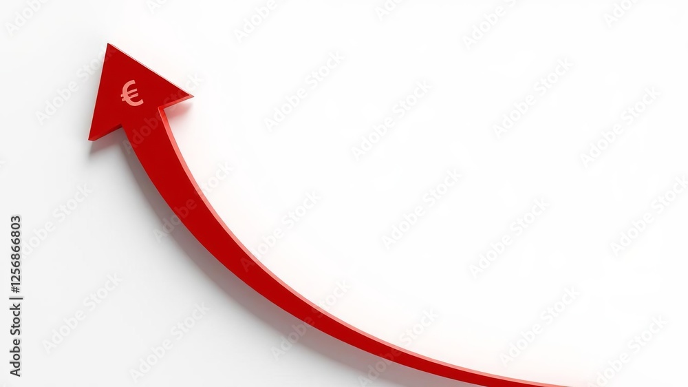 A business graph showing increase in interest and inflation rates with potential growth, red arrow symbolizing global economic issues, copy space for financial concepts, copy space, rising A business graph showing increase in interest and inflation rates with potential growth, red arrow symbolizing global economic issues, copy space for financial concepts, copy space, rising