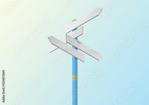 Direction sign with blank spaces for text.