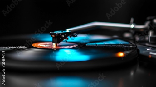 Close-up of a Vinyl Record Player. Generative AI photo