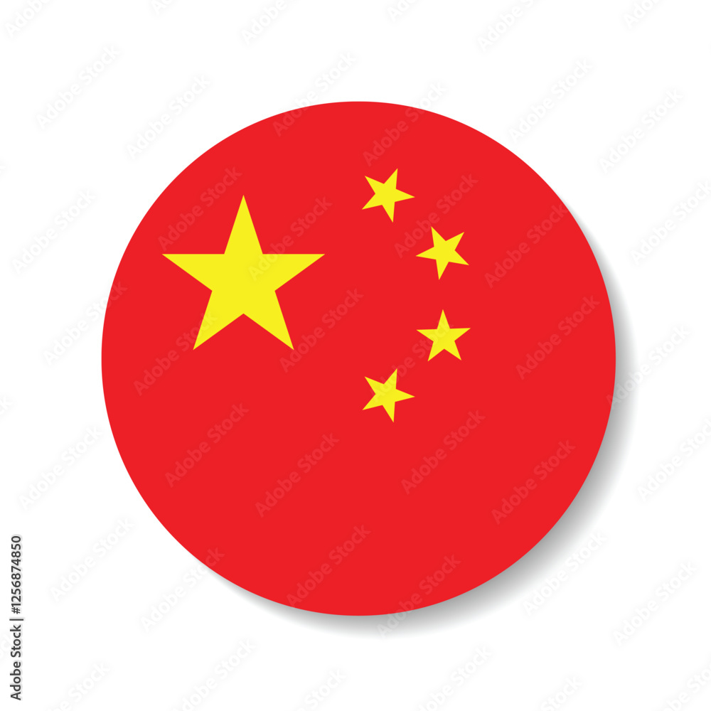 Flag of China. China flag circle icon vector illustration design Flag of China. China flag circle icon vector illustration design