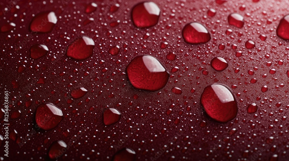 Red Surface Covered In Water Droplets Red Surface Covered In Water Droplets