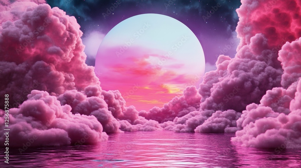 Obraz premium Vibrant Pink Cloudy Sunset