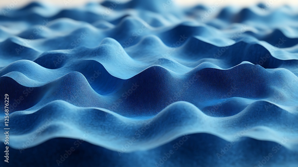Obraz premium Abstract Blue Undulating Textured Landscape