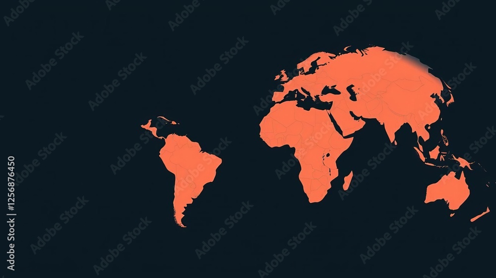 World vector map depicting Earth's continents in a simple, stylized silhouette with minimal, simplified line contours, planet, map, line World vector map depicting Earth's continents in a simple, stylized silhouette with minimal, simplified line contours, planet, map, line